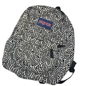 JanSport High Stakes Backpack Unisex Black White Geo Flock JS00TRS70ZY Book Bag